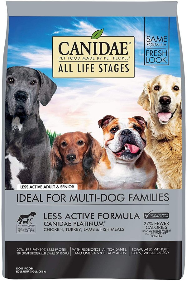 All Life Stages Less Active Dry Dog Food, Chicken, Turkey, Lamb and Fish Meals, 30lbs