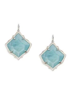 Kirsten Rhodium Plated, Glass & Mother of Pearl Drop Earrings