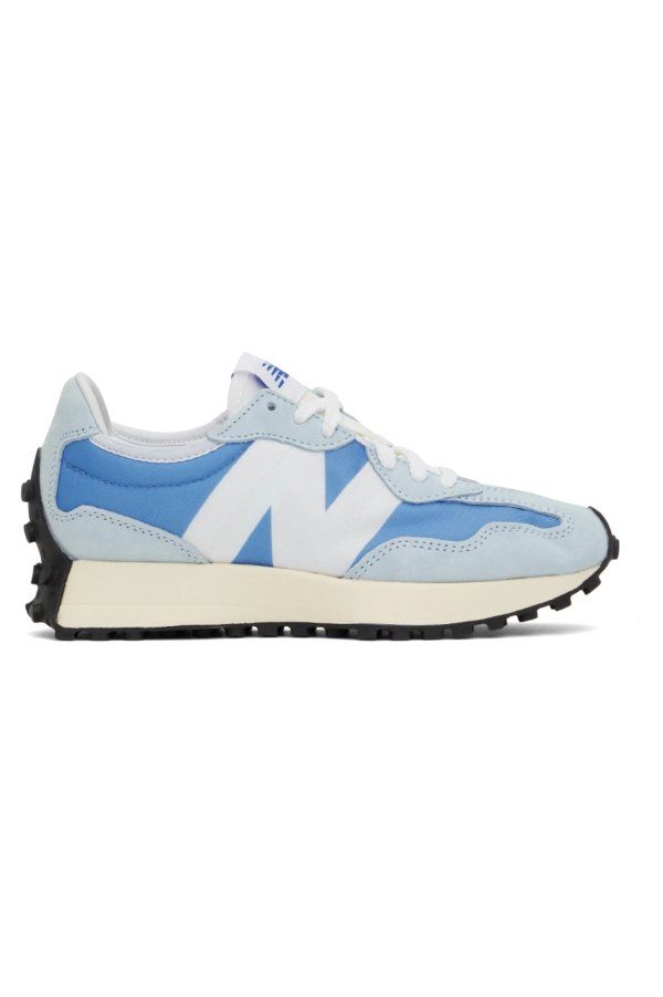 White & Blue 327 Sneakers
