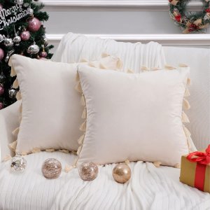Topfinel Boho Decorative Throw Pillow Covers with Tassel