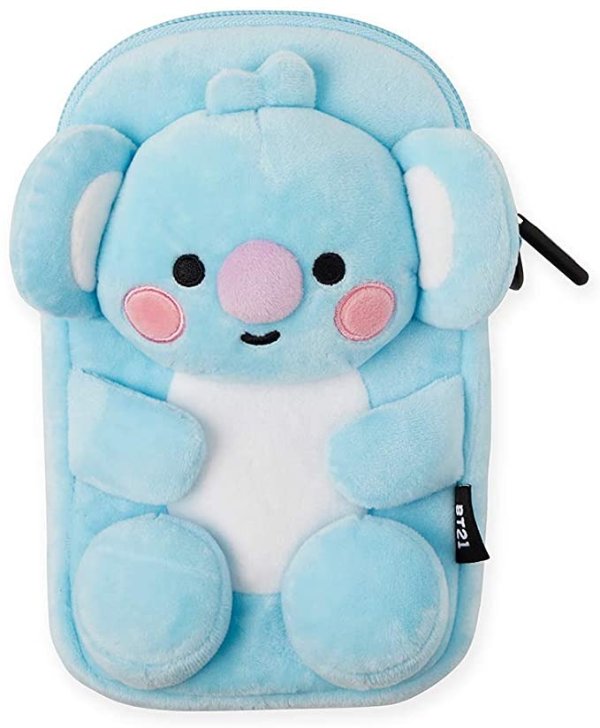 Official Merchandise by Line Friends - KOYA Character Plush Figure Design Mini Messenger Shoulder Cross Bag, Blue