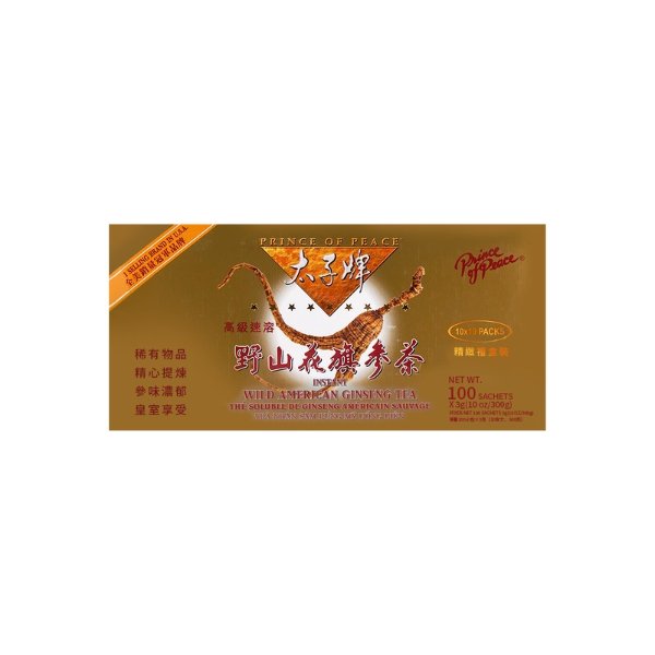 PRINCE OF PEACE Instant Wild American Ginseng Tea Gift Box 100 Sachets 300g