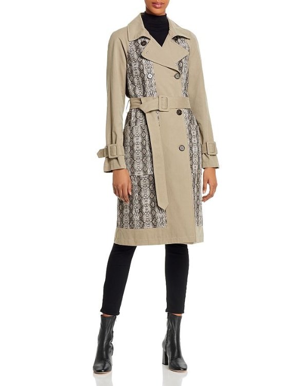 Paneled Belted Trench Coat