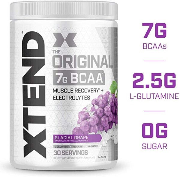XTEND Original BCAA Powder Glacial Grape | Sugar Free Post Workout Muscle Recovery Drink with Amino Acids | 7g BCAAs for Men & Women| 30 Servings