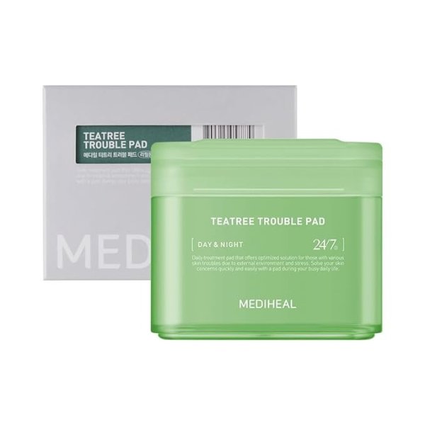 (Only Refill) MEDIHEAL Teatree Trouble Pad - Square Cotton Facial Toner Pads with Tea Tree & Lactobacillus - Soothing Pads to Calm Sensitive & Acne Prone Skin- Vegan Face Gauze Pads,100 Pads