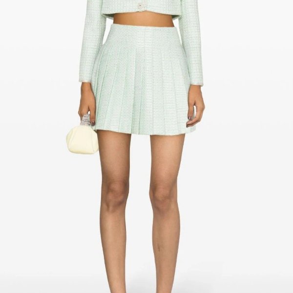 tweed pleated mini skirt