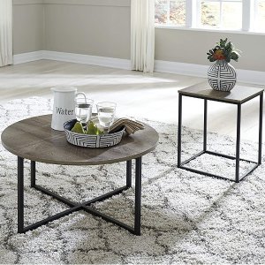 Signature Design by Ashley - Wadeworth Distressed Occasional Table Set of 3, Brown/Black Wood