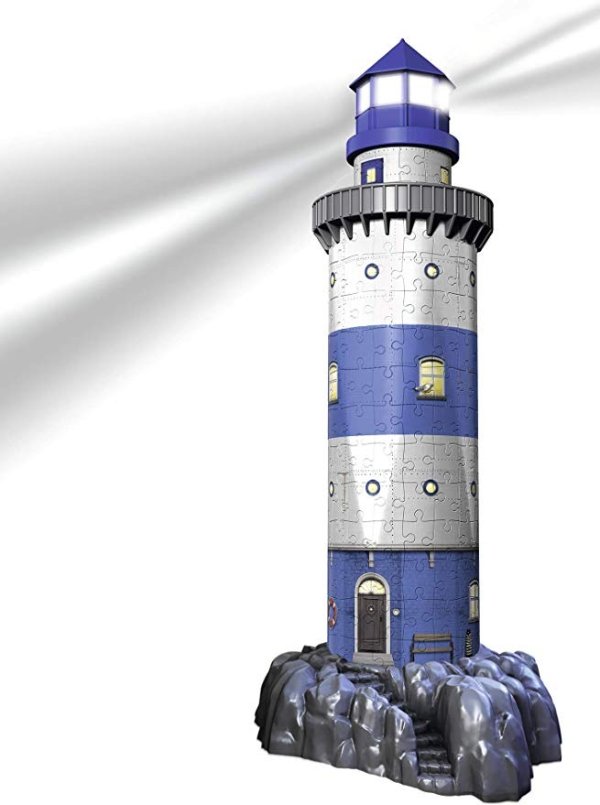 Lighthouse - Night Edition - 216 Piece 3D Jigsaw Puzzle for Kids and Adults - Easy Click Technology Means Pieces Fit Together Perfectly