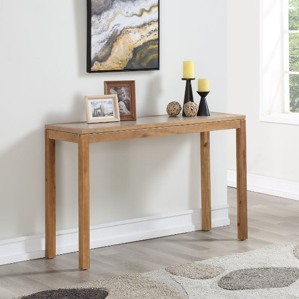 Glenmore Faux Concrete Top with Grey Wash Wood Finish Console Table