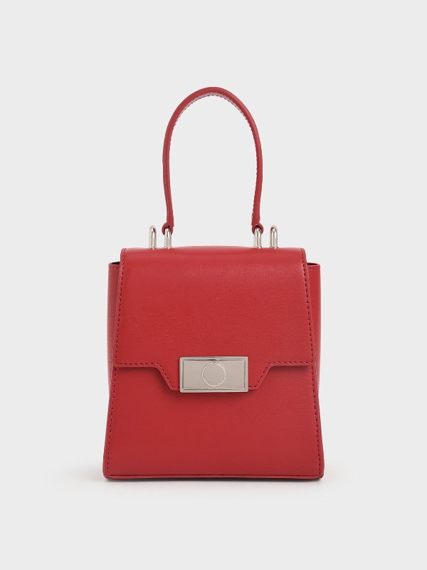 Red Leather Trapeze Bag | CHARLES &amp; KEITH