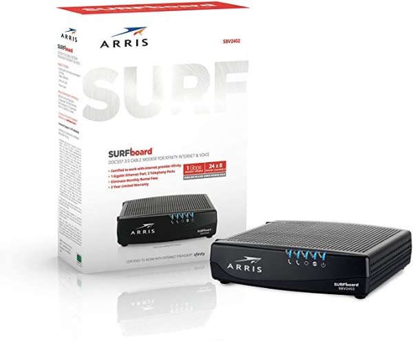 Surfboard (24x8) Docsis 3.0 Cable Modem, Certified for Xfinity Internet & Voice Only (SBV2402)