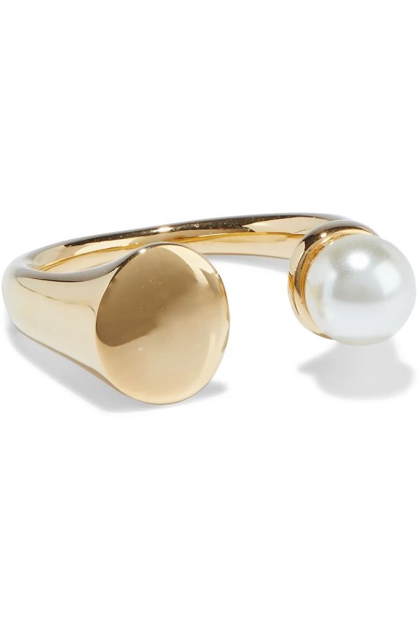 Gold-tone faux pearl ring