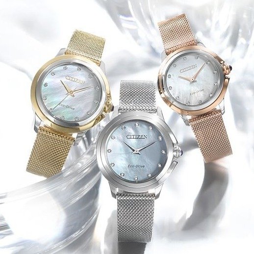 Eco-Drive Women's Ceci Diamond-Accent Stainless Steel Mesh Bracelet Watch 32mm