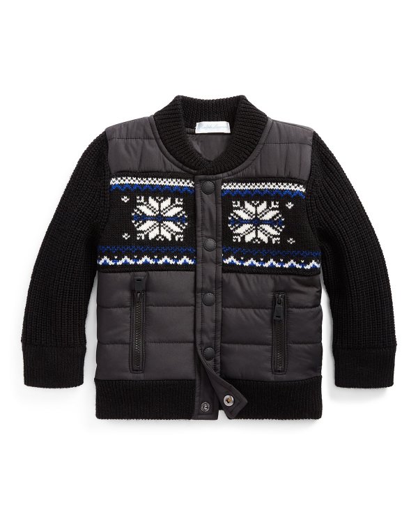 Boy's Merino Wool Hybrid Sweater Jacket, Size 6-24 Months