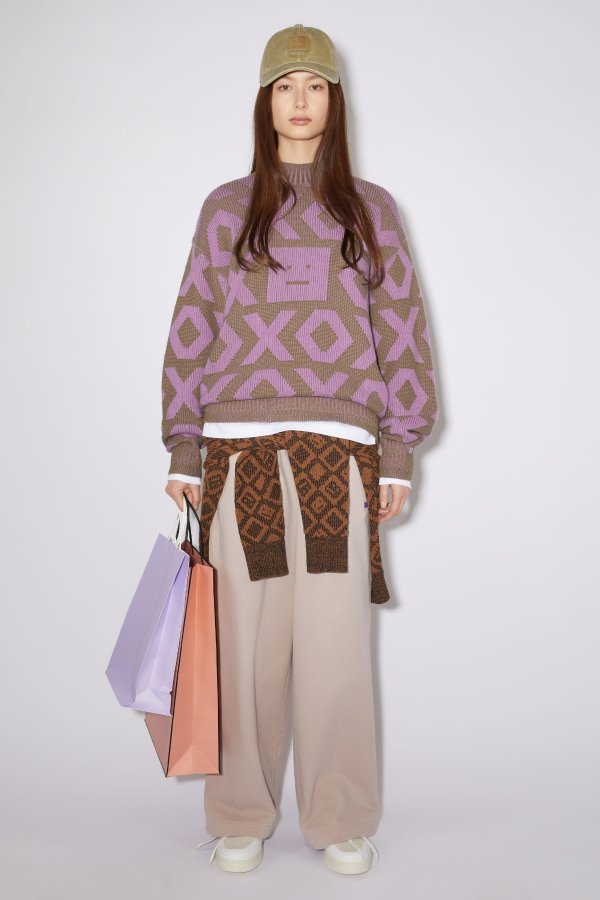 Face Wool And Cotton Sweater in Purple - Acne Studios | Mytheresa
