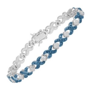 Tennis Bracelet with Blue Diamond
