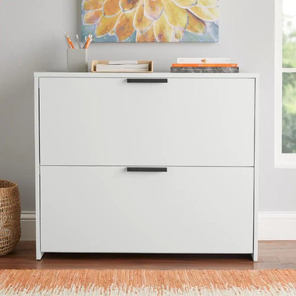 Braxten White Lateral File Cabinet with 2 Drawers