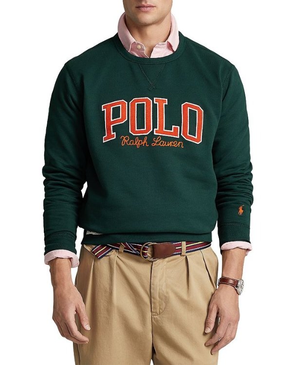 Cotton Blend Fleece Logo Applique Regular Fit Crewneck Sweatshirt