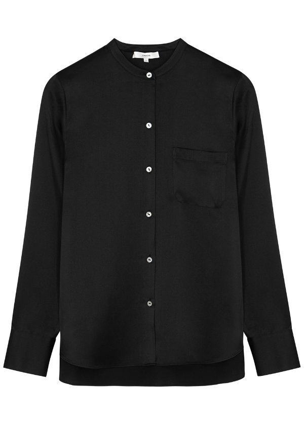 Black silk-satin blouse