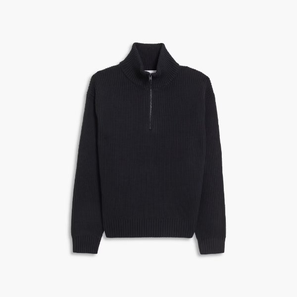 The Essential ribbed wool half-zip sweater
