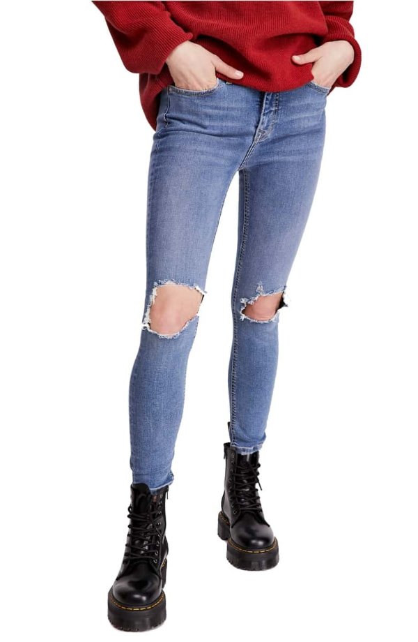 Ripped High Waist Skinny Jeans