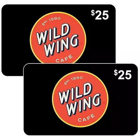 Wild Wing Cafe $50 礼卡2张 (总值$50)