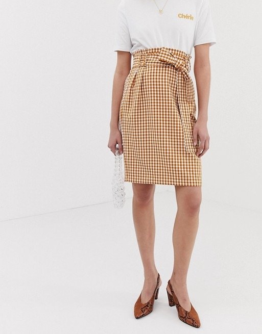 paperbag waist check mini skirt | ASOS