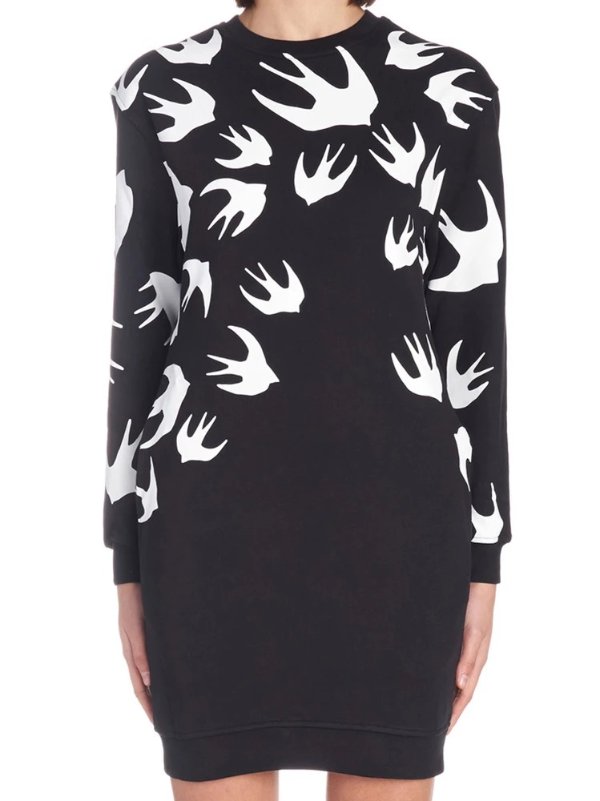Swallow Print Sweater Dress