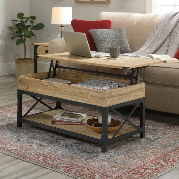 Steel River Lift Top Coffee Table with Shelf & Storage, Milled Mesquite Finish