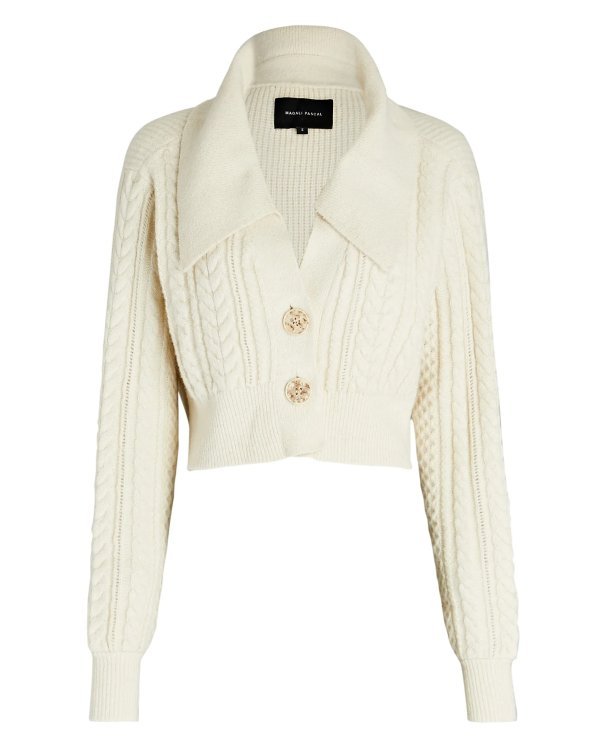 Evie Cropped Cable-Knit Cardigan