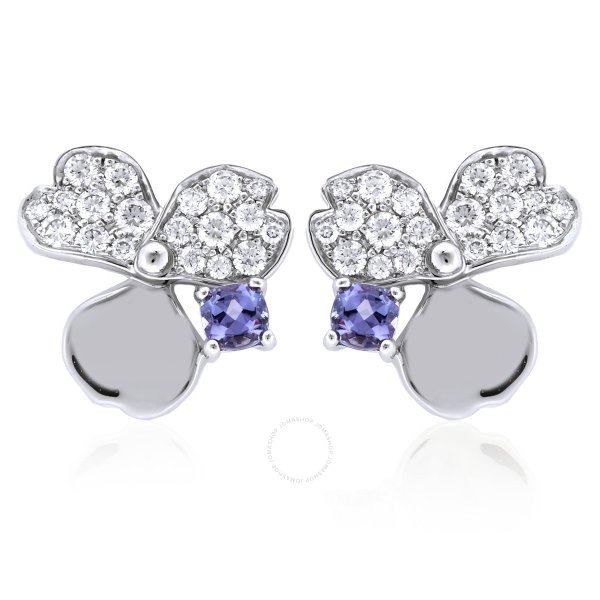 Tiffany Ladies Diamond and Tanzanite Flower Earrings