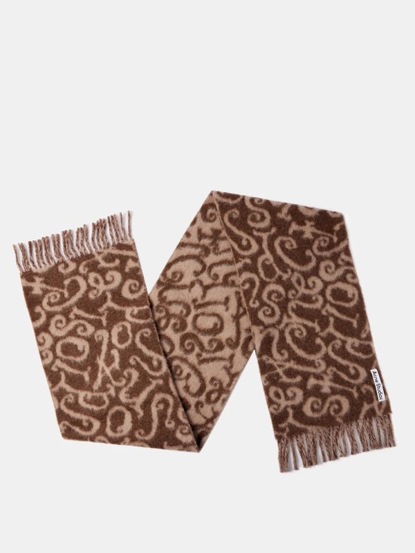 Volf logo-jacquard wool-blend scarf