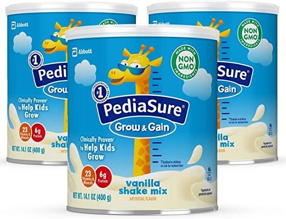 PediaSure增长和获得香草奶昔混合粉，儿童营养奶昔，14.1盎司，3计数