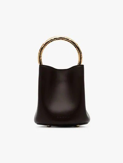 black pannier leather bucket bag