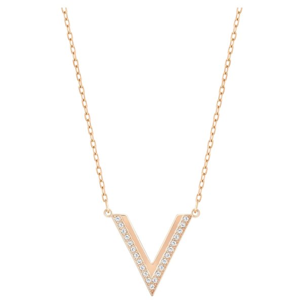 Delta Necklace, White, Rose-gold tone plated by SWAROVSKI