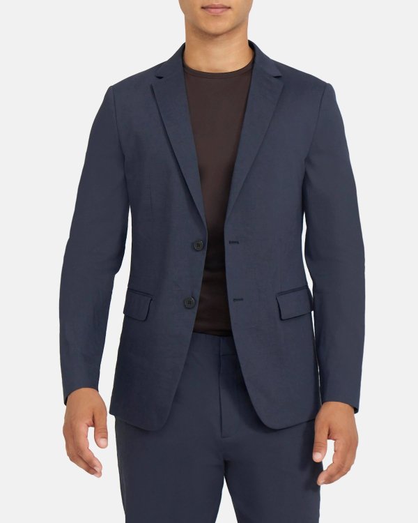 Unstructured Suit Jacket in Stretch Linen