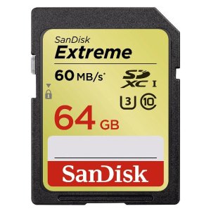 SanDisk Extreme 64GB UHS-I/U3 SDXC Memory Card Up To 60MB/s Read-SDSDXN-064G-G46