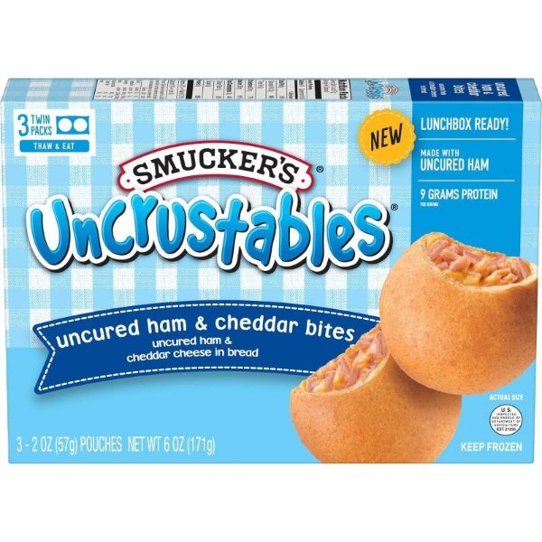 Smucker's Uncrustables Frozen Uncured Ham & Cheddar Bites - 6oz/3ct