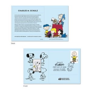 Charles M. Schulz 邮票别针和Cacellation card