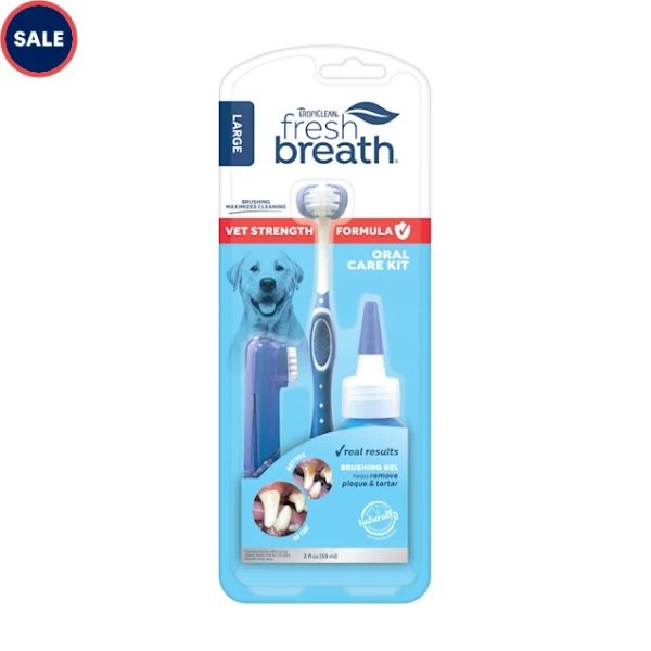 TropiClean Fresh Breath Vet Strength Formula Oral Care Kit for Large Dogs | Petco