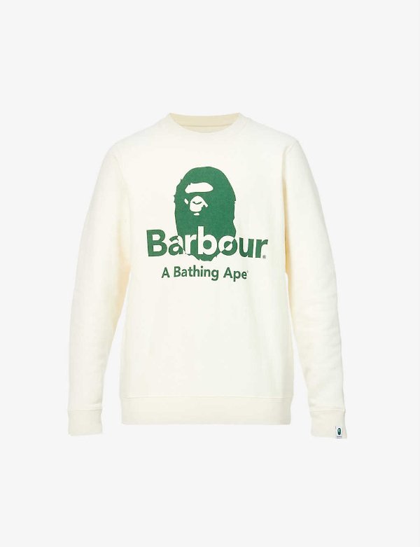 x A Bathing Ape Ape Head brand-embroidered cotton-jersey sweatshirt