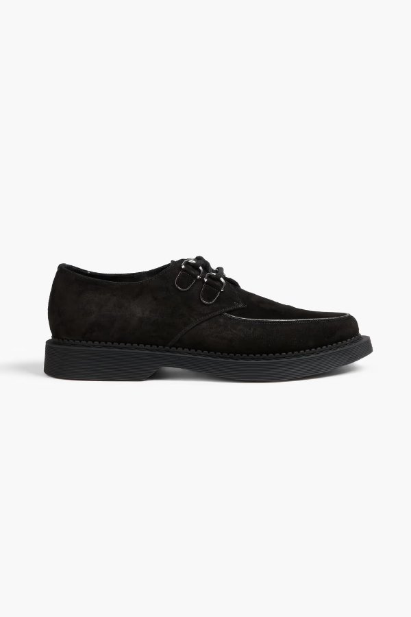 Leather-trimmed suede derby shoes