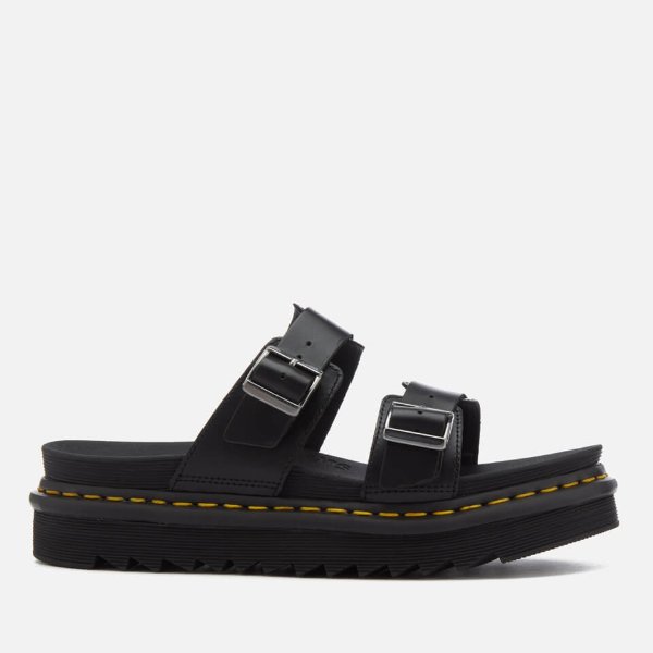 Myles Brando Leather Double Strap Sandals – Black