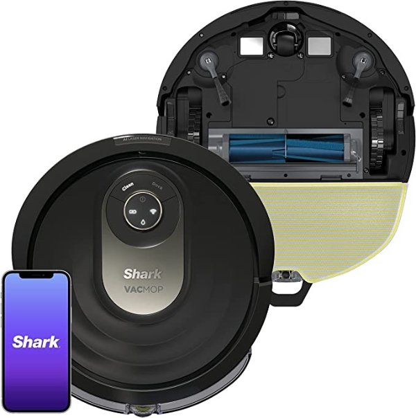 AV2001WD AI VACMOP 2-in-1 Robot Vacuum and Mop with Self-Cleaning Brushroll, LIDAR Navigation, Home Mapping, Perfect for Pet Hair, Works with Alexa, Wi-Fi Black/Brass
