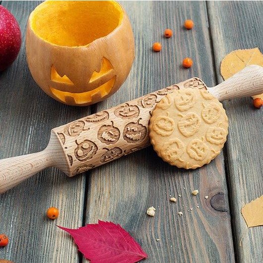 Pumpkin rolling pin cookie stamp embossing rolling pin | Etsy