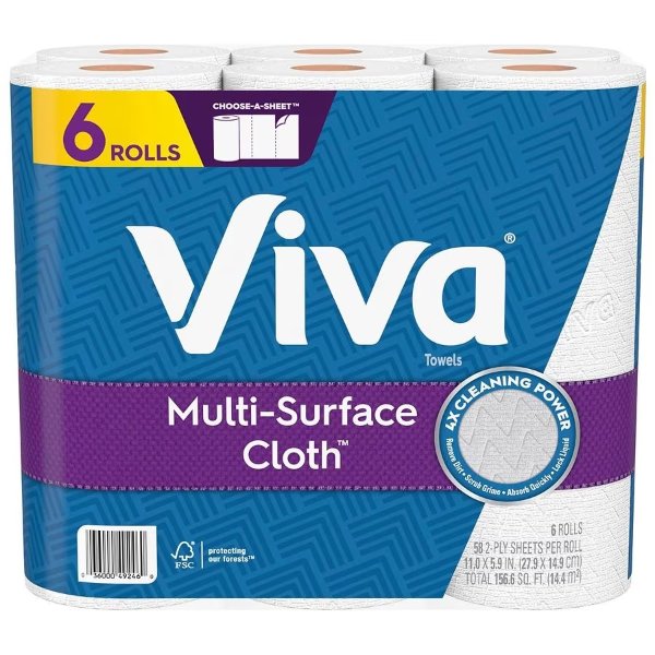 Viva Multi-Surface Cloth Paper Towels, Choose-A-Sheet