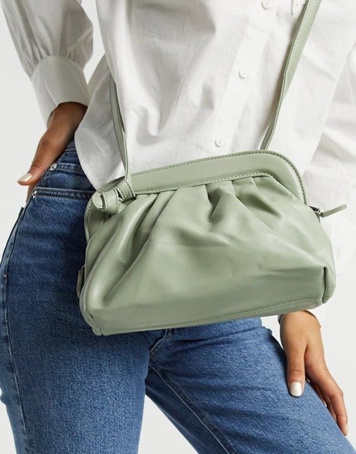 crossbody ruched bag in sage green | ASOS