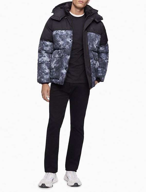 Cloud Print Hooded Puffer Jacket