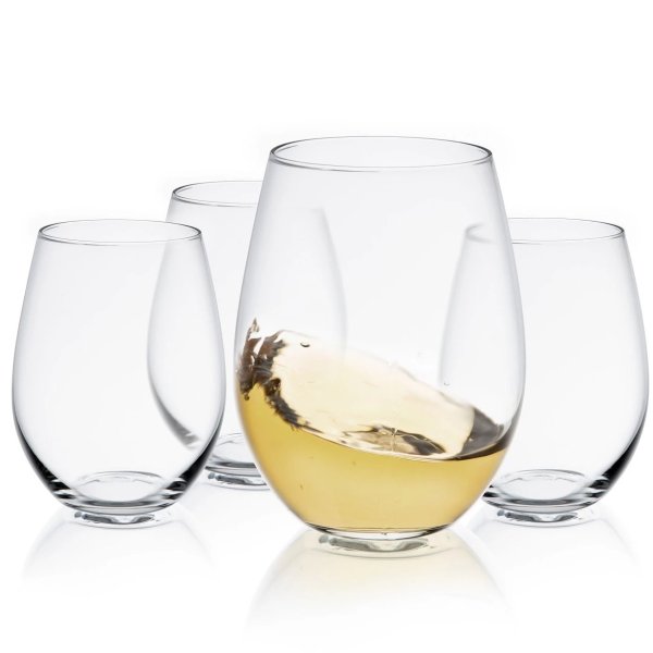 JoyJolt Spirits Stemless Wine Glass Set of 4