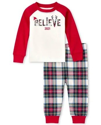 Unisex Baby And Toddler Matching Family Christmas Long Sleeve 'Believe 2021' Snug Fit Cotton Pajamas | The Children's Place - SIMPLYWHT